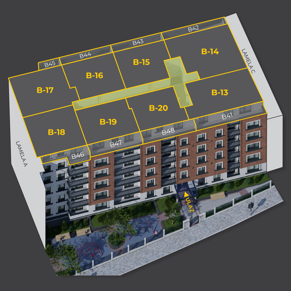 Lamela B povučeni sprat